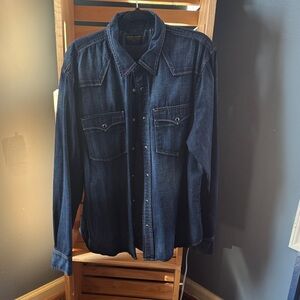 Men's Dark Blue Casual Button Down Shirt
